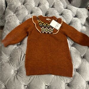 Zara Kids Warm Brown Cowl Neck Dress